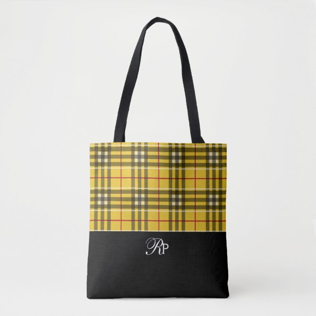Trendy Monogram Clan MacLeod Plaid Tote Bag (Front)