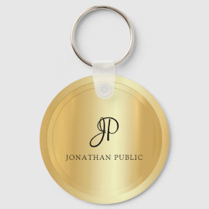 Trendy Monogram Faux Gold Your Name Elegant Key Ring