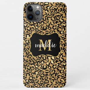 Trendy Monogram Gold Leopard Pattern Name iPhone 11Pro Max Case
