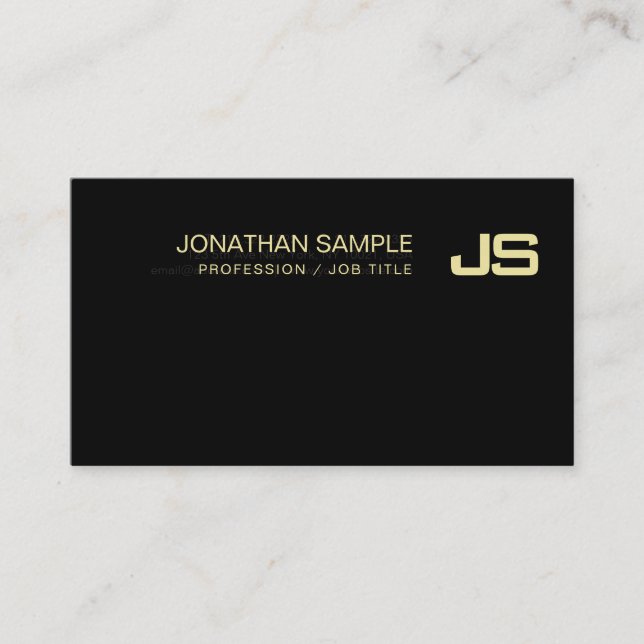 Trendy Monogram Gold Look Design Elegant Plain Business Card (Front)