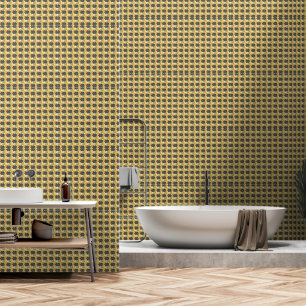 Trendy Monogram Gold Whimsical Floral Wallpaper