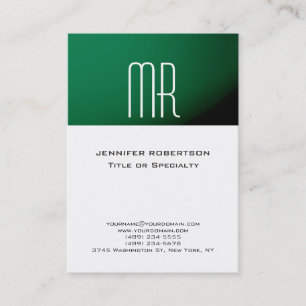 Trendy Monogram Green Stripe White Business Card