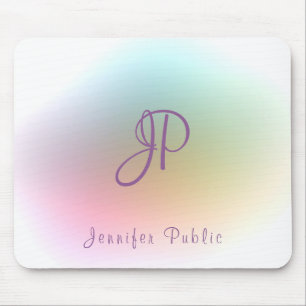 Trendy Monogram Handwritten Text Colourful Templat Mouse Pad