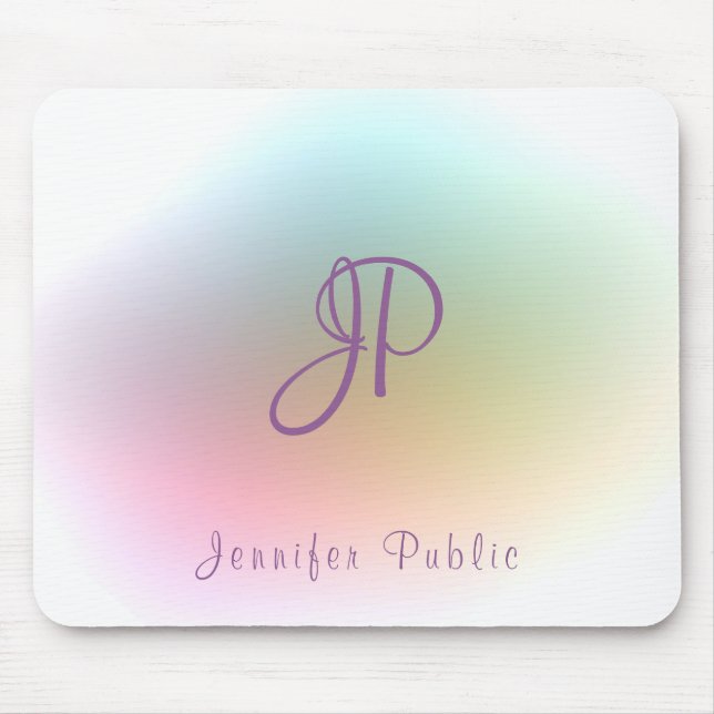 Trendy Monogram Handwritten Text Colourful Templat Mouse Pad (Front)