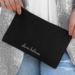 Trendy Monogram | Modern Black Script Name Accessory Pouch<br><div class="desc">A simple stylish custom monogram design in an informal casual handwritten script typography in striking monochrome black and white. The monogram can easily be personalised to make a design as unique as you are! The perfect trendy bespoke gift or accessory for any occasion.</div>