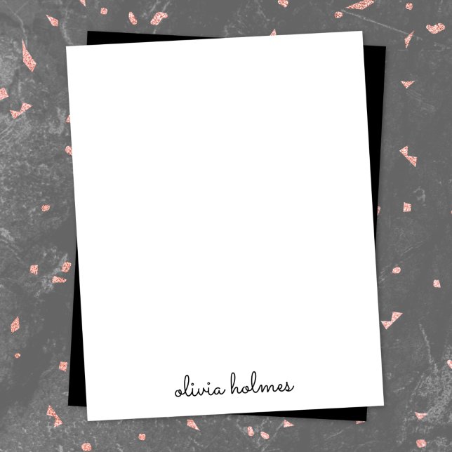 Trendy Monogram | Modern Black Script Name Card (Creator Uploaded)