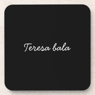 Trendy Monogram Modern Black Script Name Coaster