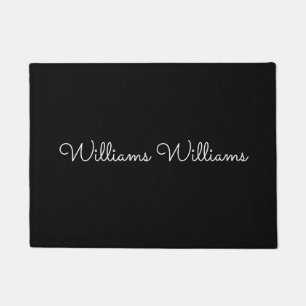 Trendy Monogram Modern Black Script Name Doormat