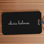 Trendy Monogram | Modern Black Script Name Luggage Tag<br><div class="desc">A simple stylish custom monogram design in an informal casual handwritten script typography in striking monochrome black and white. The monogram can easily be personalized to make a design as unique as you are! The perfect trendy bespoke gift or accessory for any occasion.</div>