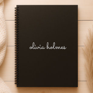 Trendy Monogram   Modern Black Script Name Notebook