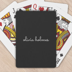 Trendy Monogram   Modern Black Script Name Playing Cards
