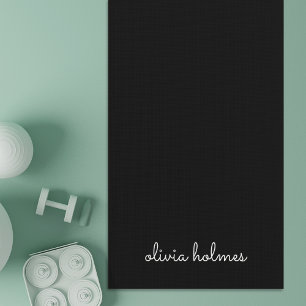 Trendy Monogram   Modern Black Script Name Yoga Mat