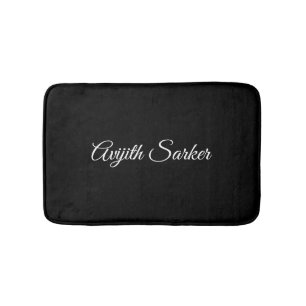 Trendy Monogram Modern Black Script Personalised Bath Mat