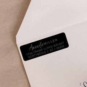 Trendy Monogram Modern Simple Black Return Address Label