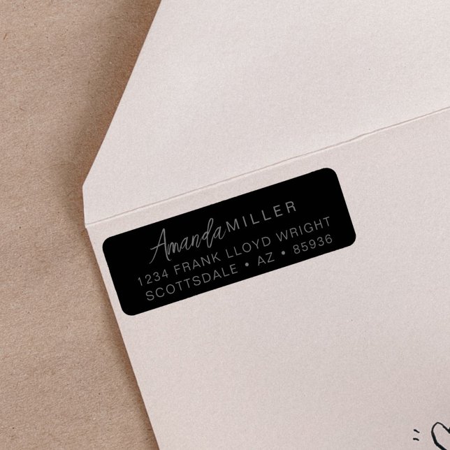 Trendy Monogram Modern Simple Black Return Address Label (Creator Uploaded)
