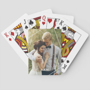 Trendy Monogram Personalised Photo Playing Cards