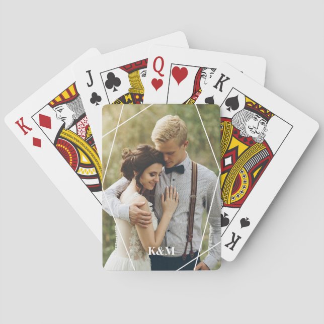 Trendy Monogram Personalised Photo Playing Cards (Back)