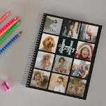 Trendy Monogram Photo Collage Planner<br><div class="desc">Create your own photo collage personalised monogram yearly planner. Featuring 11 square pictures of your choice on a black background that can be changed to any colour by using the 'customise further' tool. Makes a great gift for friends,  family or even yourself!</div>