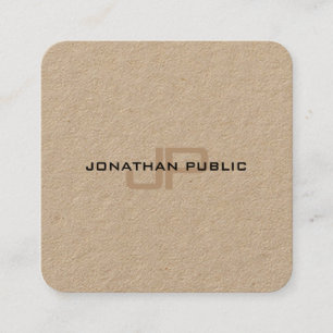 Trendy Monogram Premium Real Kraft Paper Template Square Business Card
