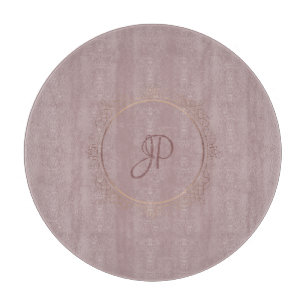 Trendy Monogram Rose Gold Elegant Template Cutting Board