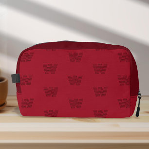 Trendy monogram, simple modern red monogrammed dopp kit