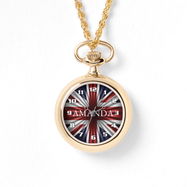Trendy Monogram Sun rays Union Jack Watch (Front)