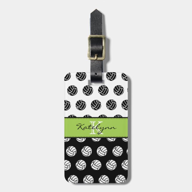Trendy Monogram Volleyball Luggage Tag (Front Vertical)