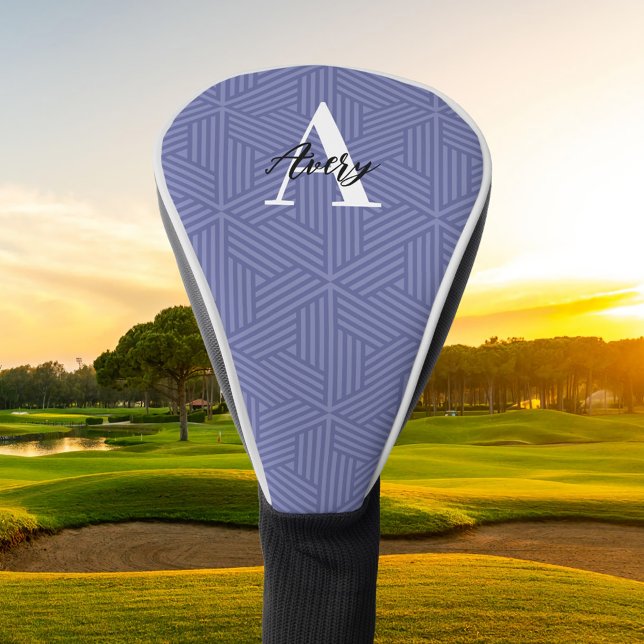 Trendy Monogram with Script Name Overlay Golf Head Cover (Creator Uploaded)