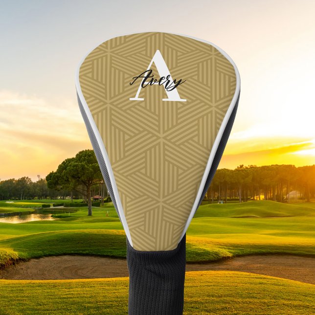 Trendy Monogram with Script Name Overlay Golf Head Cover (Creator Uploaded)