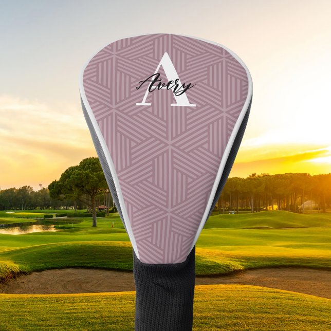 Trendy Monogram with Script Name Overlay Golf Head Cover (Creator Uploaded)