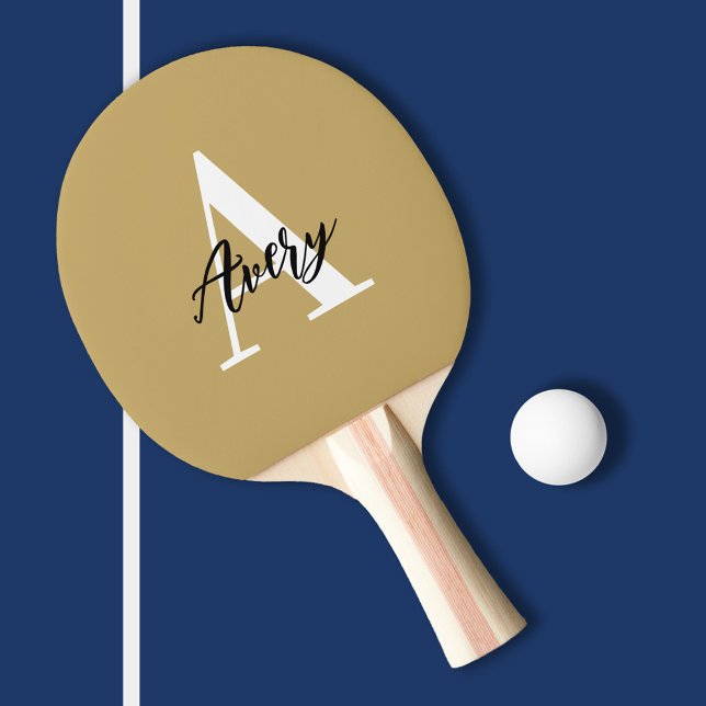 Trendy Monogram with Script Name Overlay Ping Pong Paddle (Creator Uploaded)
