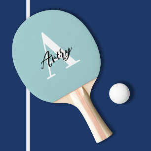 Trendy Monogram with Script Name Overlay Ping Pong Paddle