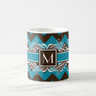 Trendy Monogrammed Geometric Chevron Pattern Coffee Mug