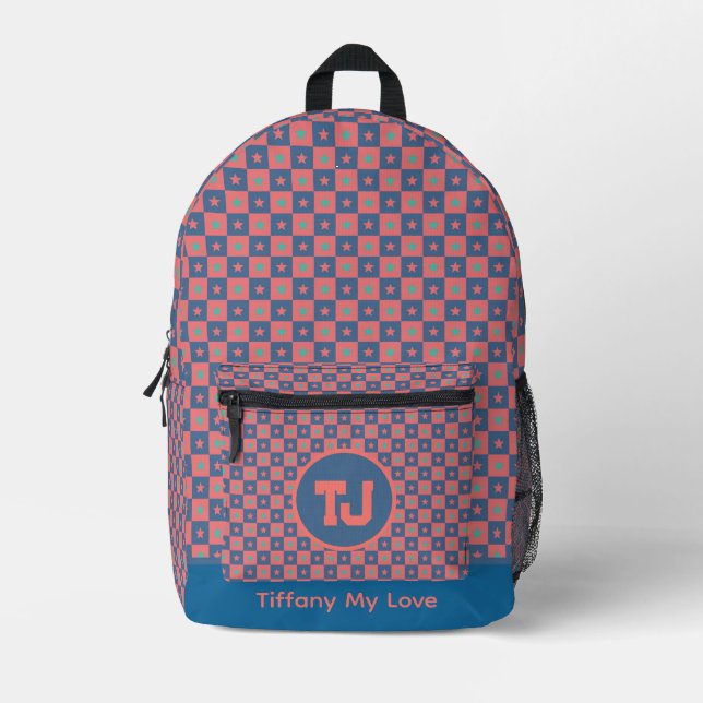 Trendy Monogrammed Groomsmen Teacher Backpack (Front)