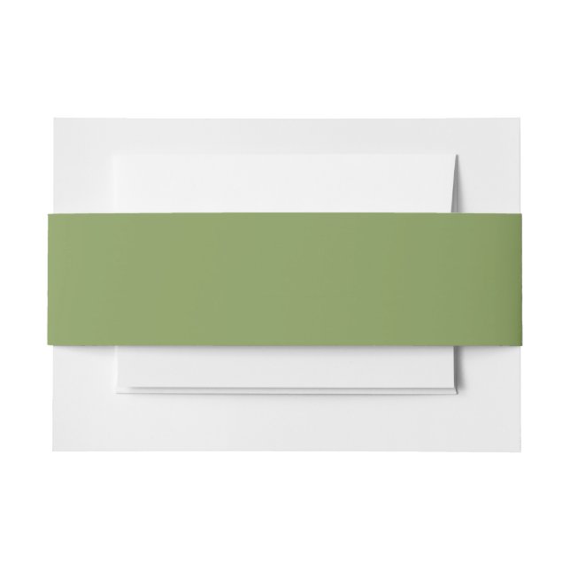 Trendy Moss Green Background Colour Customise this Invitation Belly Band (Front Example)