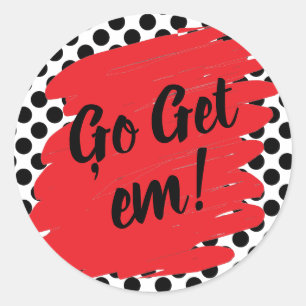 Trendy Motivation Red Daub and Black Dots Classic Round Sticker