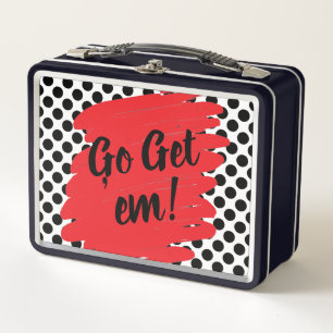 Trendy Motivation Red Daub and Black Dots Metal Lunch Box
