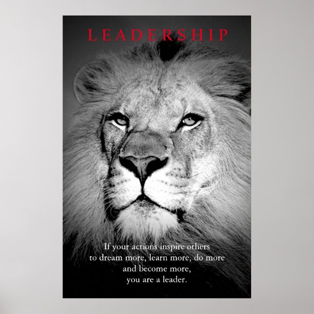 Trendy Motivational Leadership Lion Art Poster (Front)