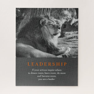 Trendy Motivational Leadership Lion Black & White Jigsaw Puzzle