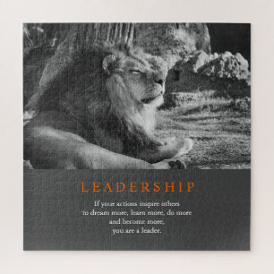 Trendy Motivational Leadership Lion Black & White Jigsaw Puzzle