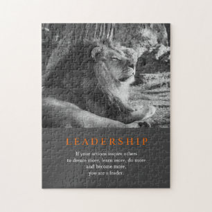 Trendy Motivational Leadership Lion Black & White Jigsaw Puzzle