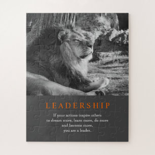 Trendy Motivational Leadership Lion Black & White Jigsaw Puzzle