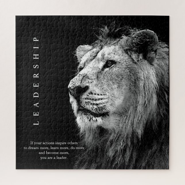 Trendy Motivational Leadership Lion Jigsaw Puzzle (Vertical)