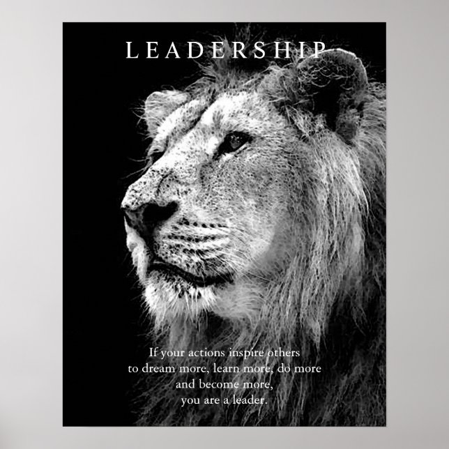 Trendy Motivational Leadership Lion Poster (Front)