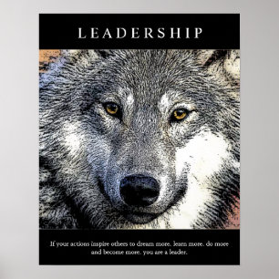 Trendy Motivational Leadership Wolf Eyes Poster