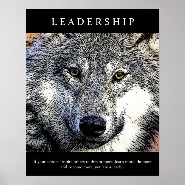 Trendy Motivational Leadership Wolf Eyes Poster (Front)