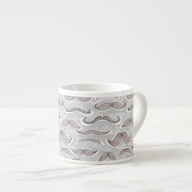 Trendy Moustache Pattern Espresso Cup (Front Right)