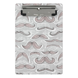 Trendy Moustache Pattern Mini Clipboard