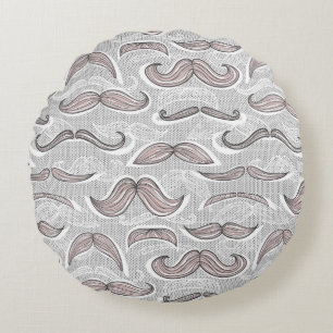 Trendy Moustache Pattern Round Cushion