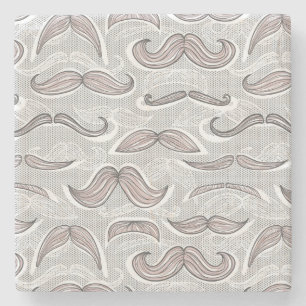 Trendy Moustache Pattern Stone Coaster